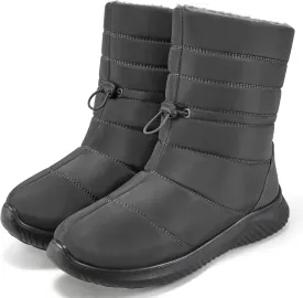 Alicegana Womens Winter Snow Boots Waterproof Warm Fur Lined Shoes Mid Calf Slip on Comfortable Booties Non Slip Boot for Women