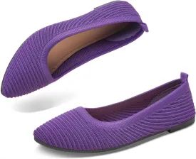 ALTOCIS Womens Knit Ballet Flats Ladies Comfortable Pointed-Toe Dressy Shoes Casual Soft Flat Shoes Ballerina Walking Flats Shoes
