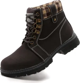 ANJOUFEMME Casual Winter Hiking Boots For Women - Womens Outdoor Snow Ankle Boots Waterproof Lightweight Lace up Fur Lined Walking Hiking Shoes
