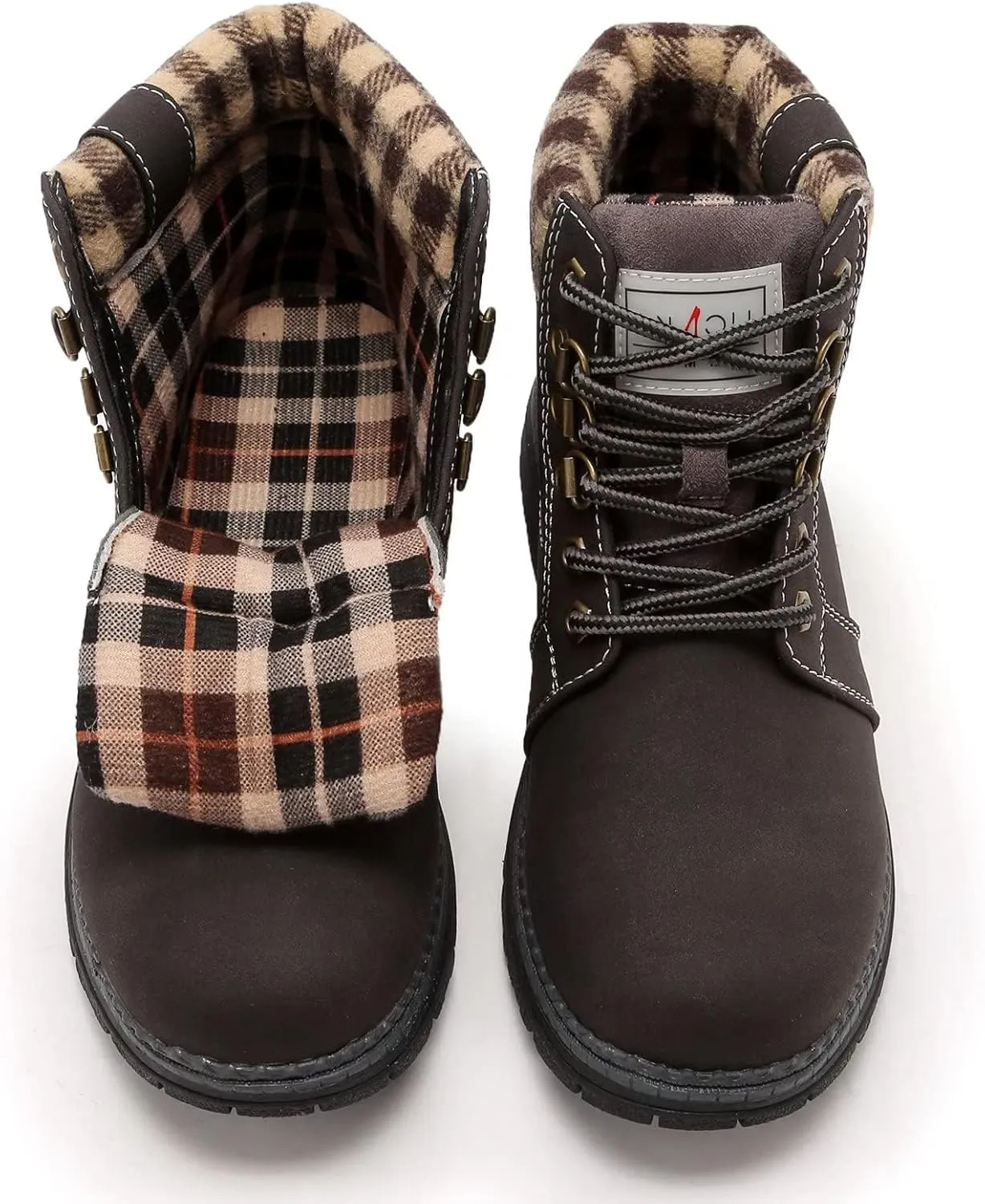 ANJOUFEMME Casual Winter Hiking Boots For Women - Womens Outdoor Snow Ankle Boots Waterproof Lightweight Lace up Fur Lined Walking Hiking Shoes