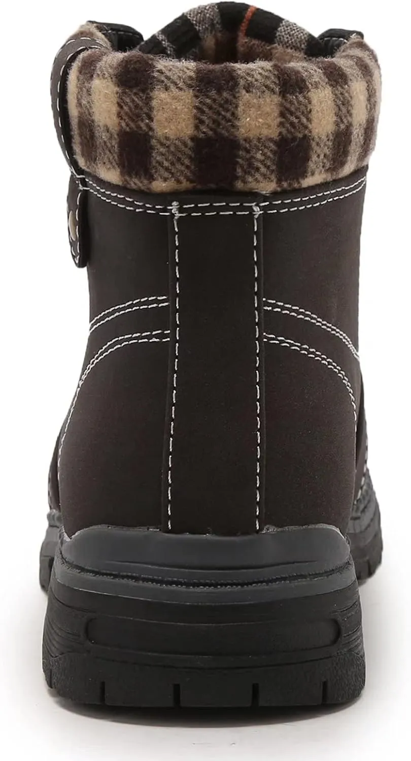 ANJOUFEMME Casual Winter Hiking Boots For Women - Womens Outdoor Snow Ankle Boots Waterproof Lightweight Lace up Fur Lined Walking Hiking Shoes