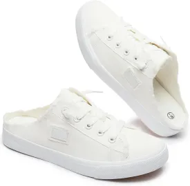 BENPAO Women's Slip on Sneakers Canvas Slip ons Shoes Fashion Comfortable Mules Womens Non Slip Loafers Casual Backless Shoes