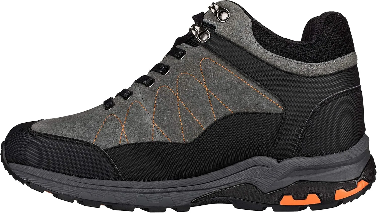 CALTO Men's Invisible Height Increasing Elevator Shoes - Grey Suede/Mesh Lace-up Hiking Boots - 3.2 Inches Taller - H75472 - Size 10 D(M) US