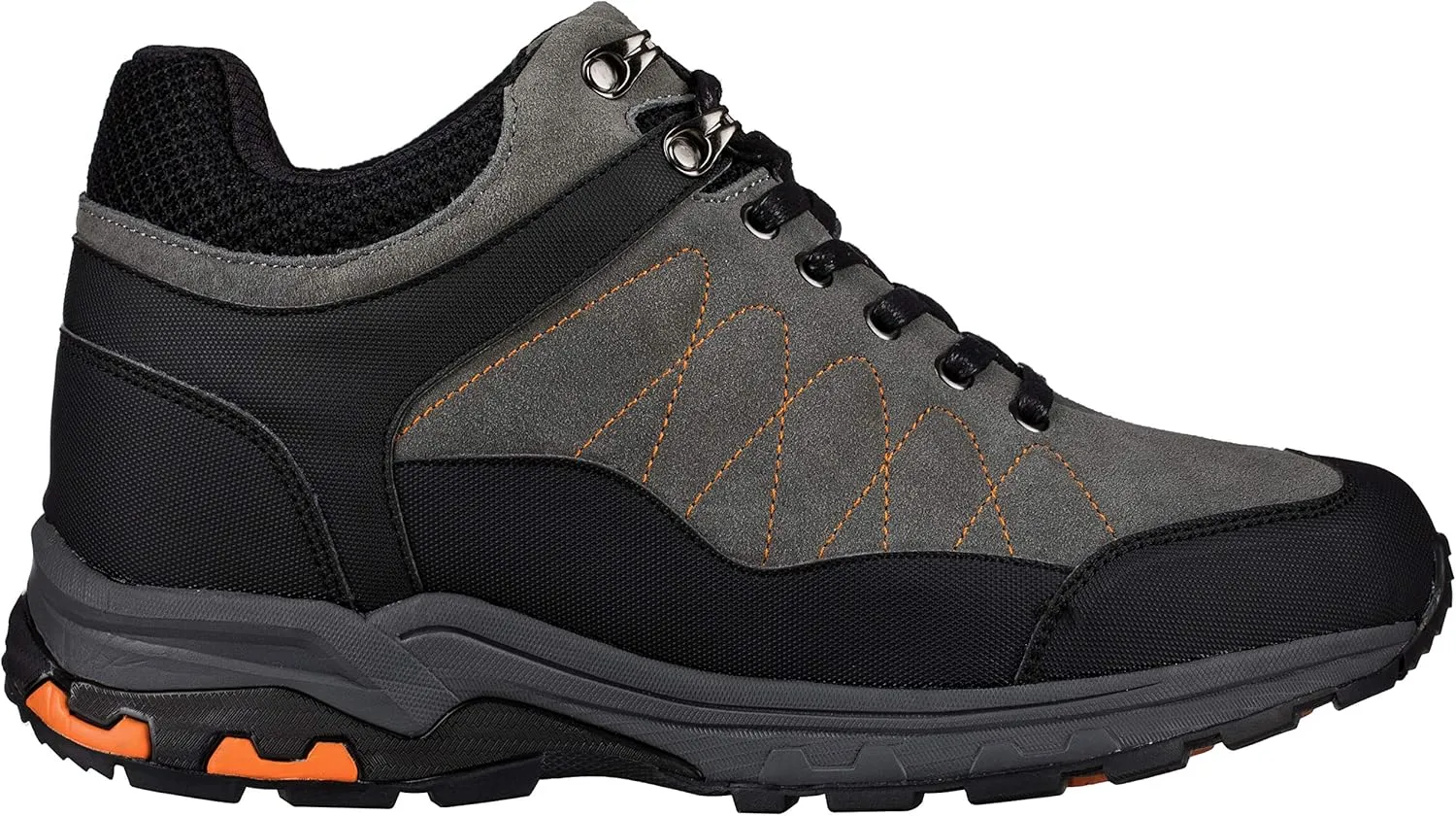 CALTO Men's Invisible Height Increasing Elevator Shoes - Grey Suede/Mesh Lace-up Hiking Boots - 3.2 Inches Taller - H75472 - Size 10 D(M) US