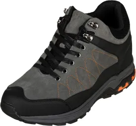 CALTO Men's Invisible Height Increasing Elevator Shoes - Grey Suede/Mesh Lace-up Hiking Boots - 3.2 Inches Taller - H75472 - Size 10 D(M) US