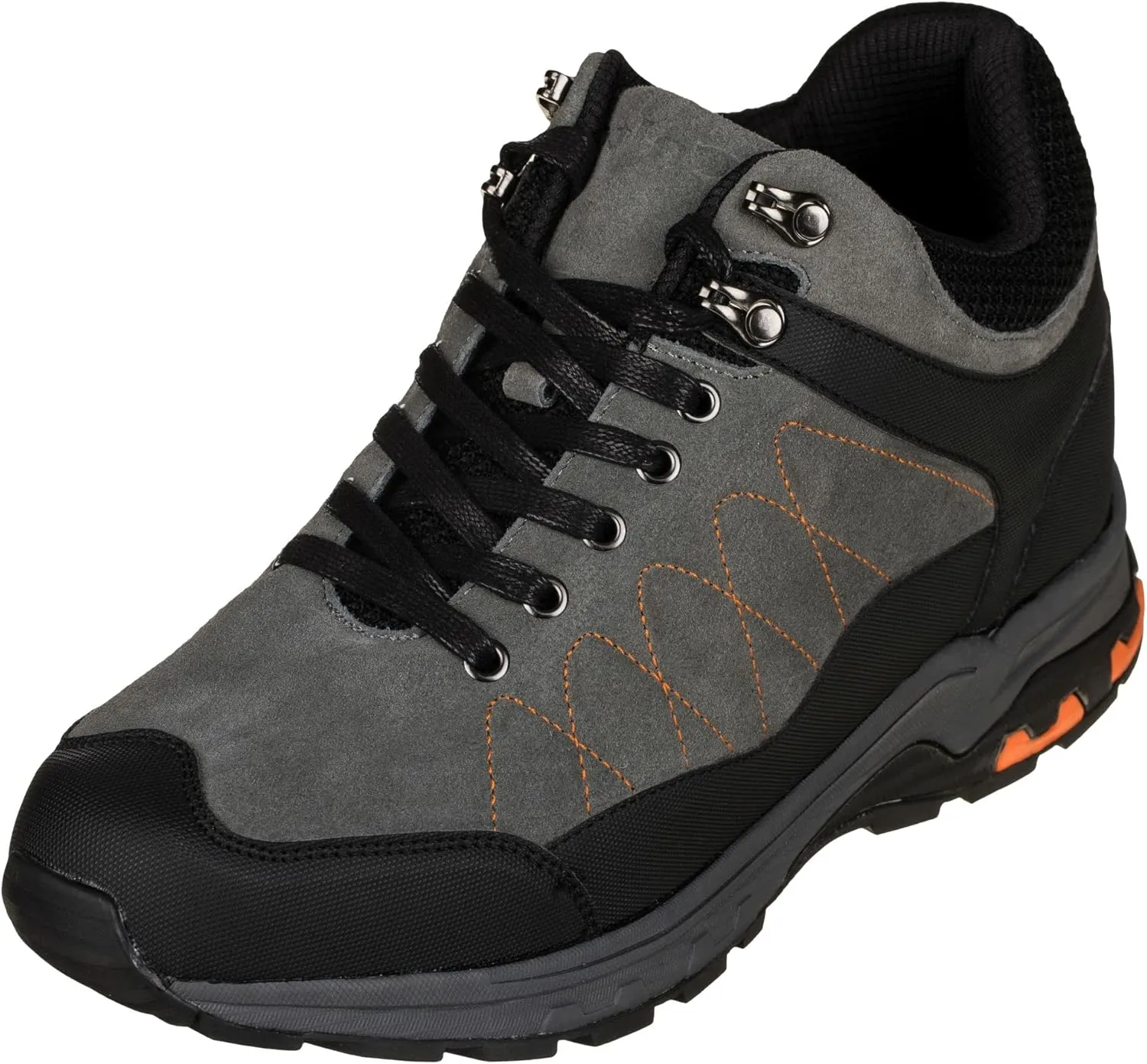 CALTO Men's Invisible Height Increasing Elevator Shoes - Grey Suede/Mesh Lace-up Hiking Boots - 3.2 Inches Taller - H75472 - Size 10 D(M) US