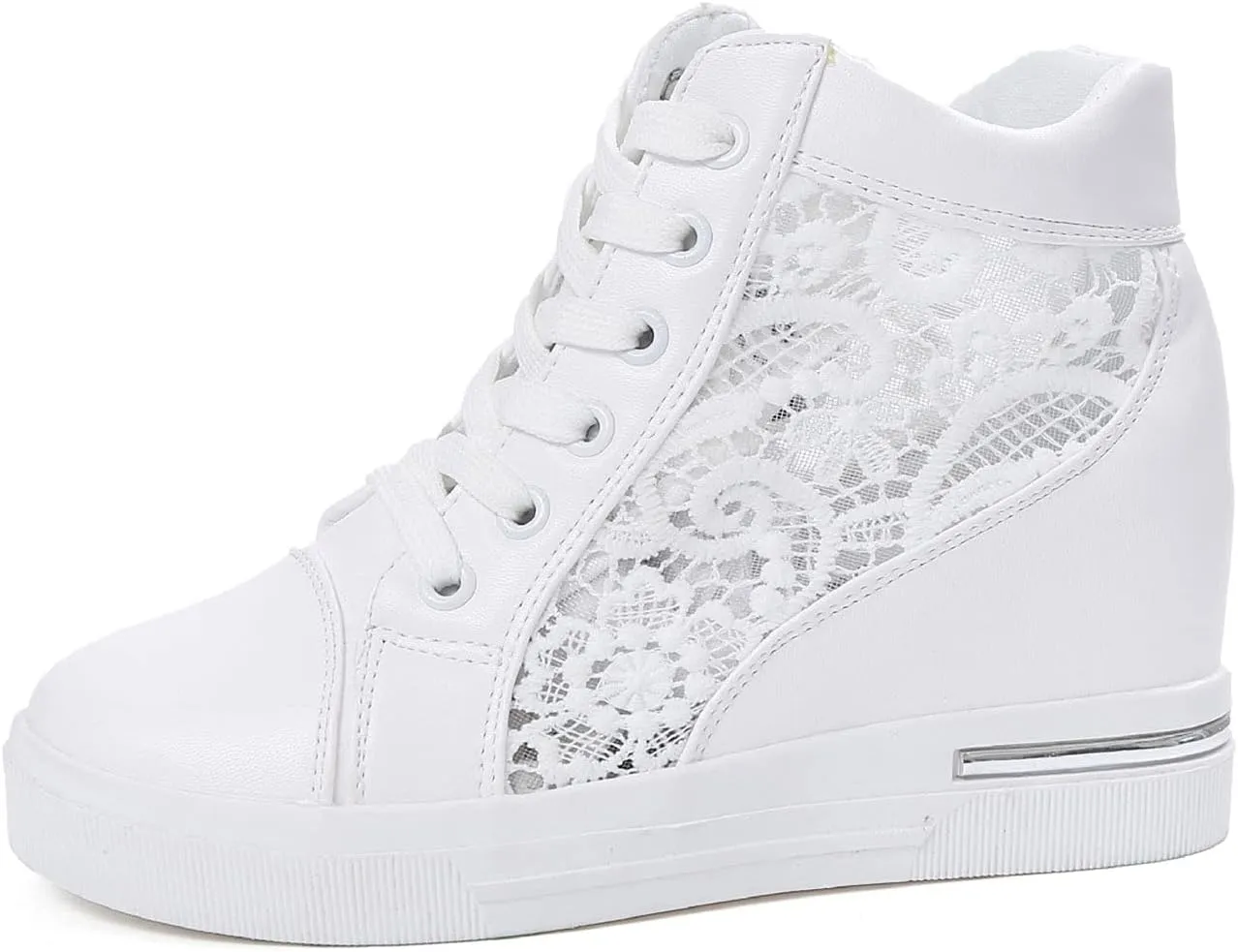 Cathalem Orthopedic Shoes for Women, Ladies Hidden Heel Sneakers Lace Up Shoes High Top Sneakers Fashion Canvas Shoes