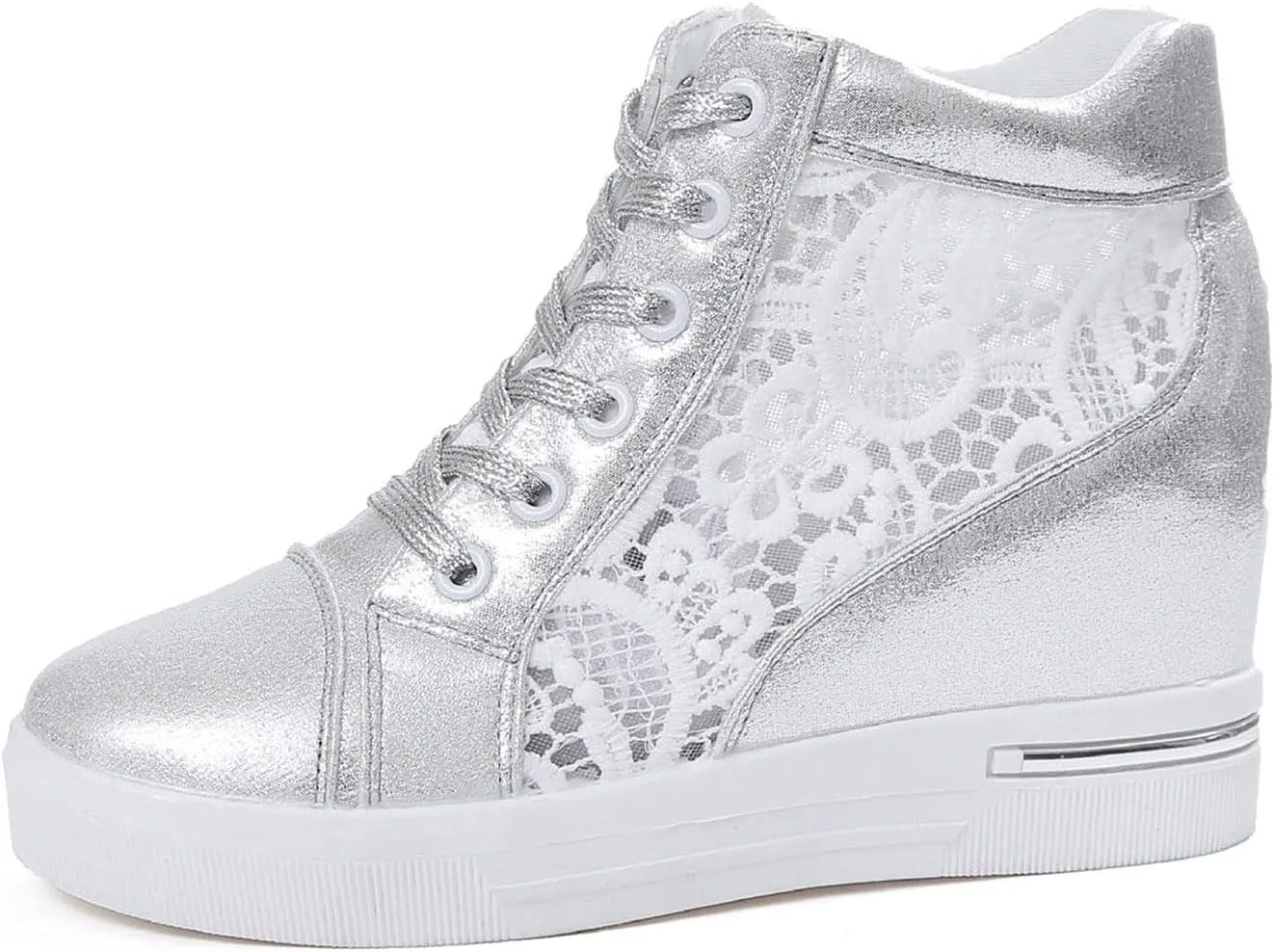 Cathalem Orthopedic Shoes for Women, Ladies Hidden Heel Sneakers Lace Up Shoes High Top Sneakers Fashion Canvas Shoes