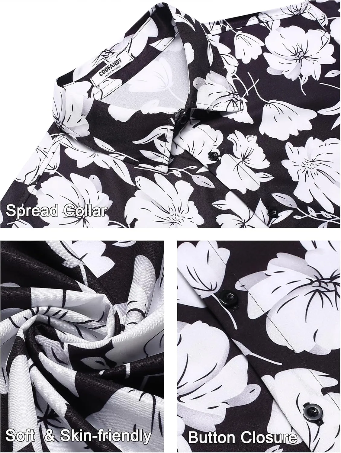 COOFANDY Mens Hawaiian Shirts Short Sleeve Button Down Shirt Casual Summer Beach Shirts Floral Tropical Vacation Resort Wear