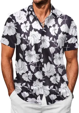 COOFANDY Mens Hawaiian Shirts Short Sleeve Button Down Shirt Casual Summer Beach Shirts Floral Tropical Vacation Resort Wear