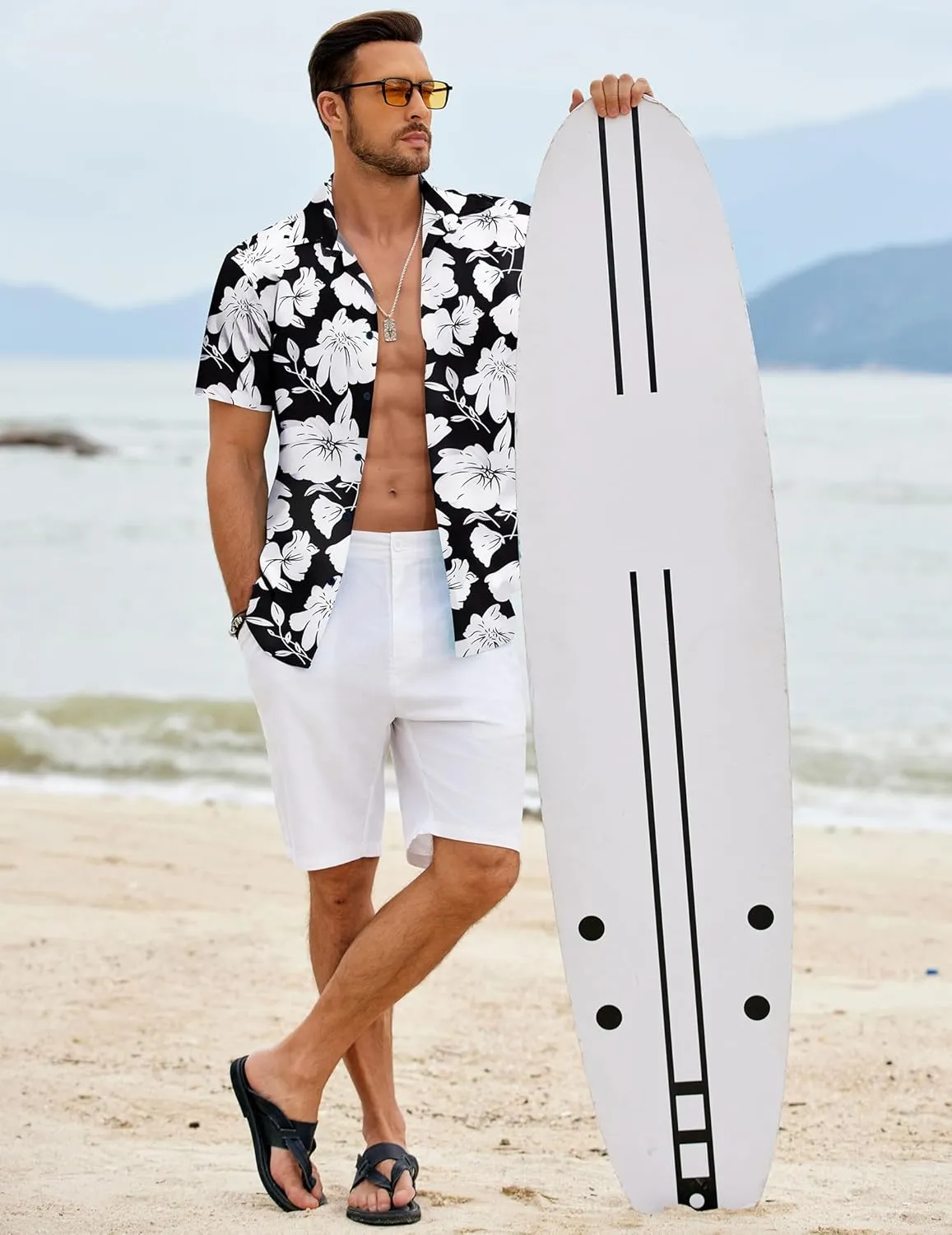 COOFANDY Mens Hawaiian Shirts Short Sleeve Button Down Shirt Casual Summer Beach Shirts Floral Tropical Vacation Resort Wear