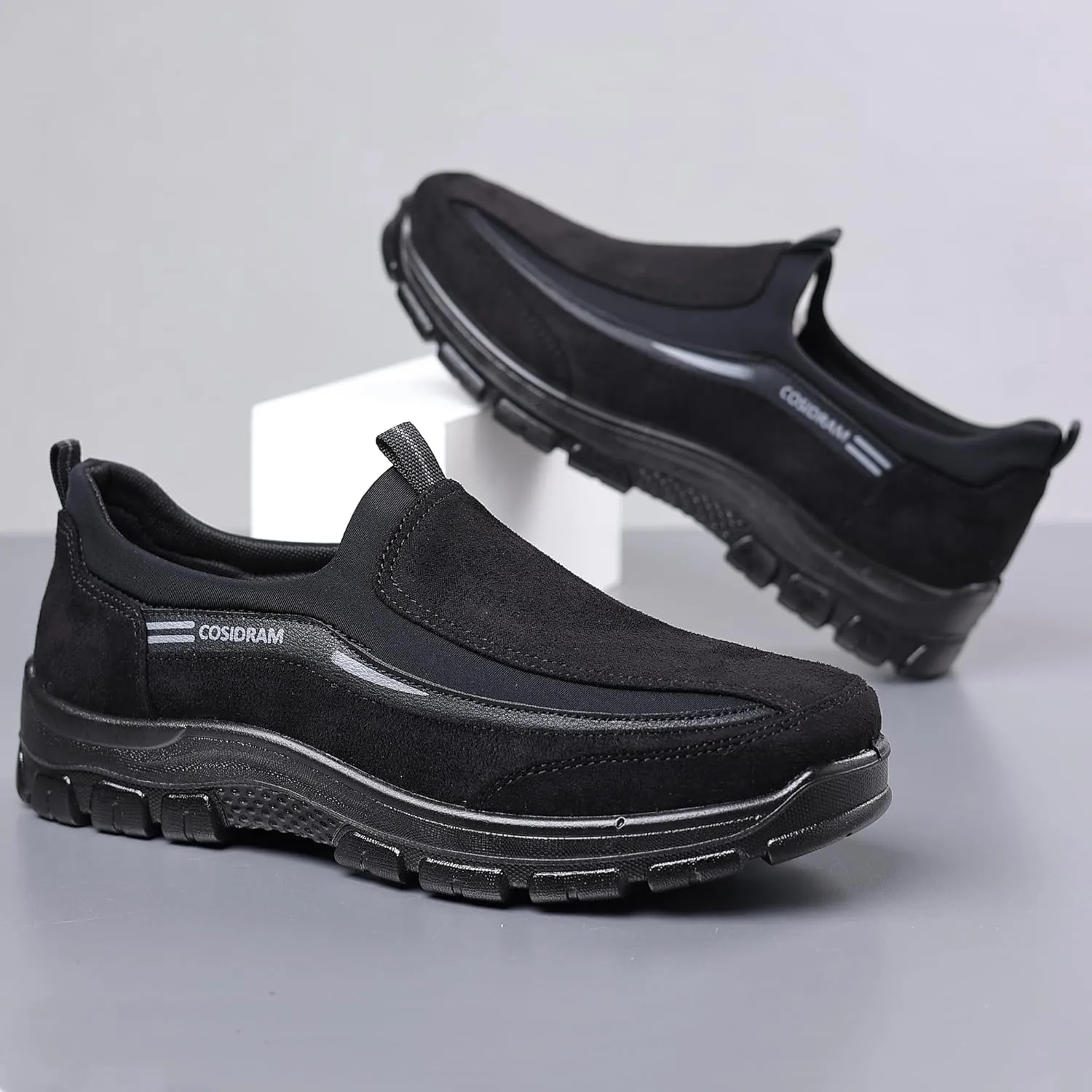 COSIDRAM Mens Casual Shoes Slip on Loafers Comfortable Non Slip Suede Driving Walking Shoes for Men