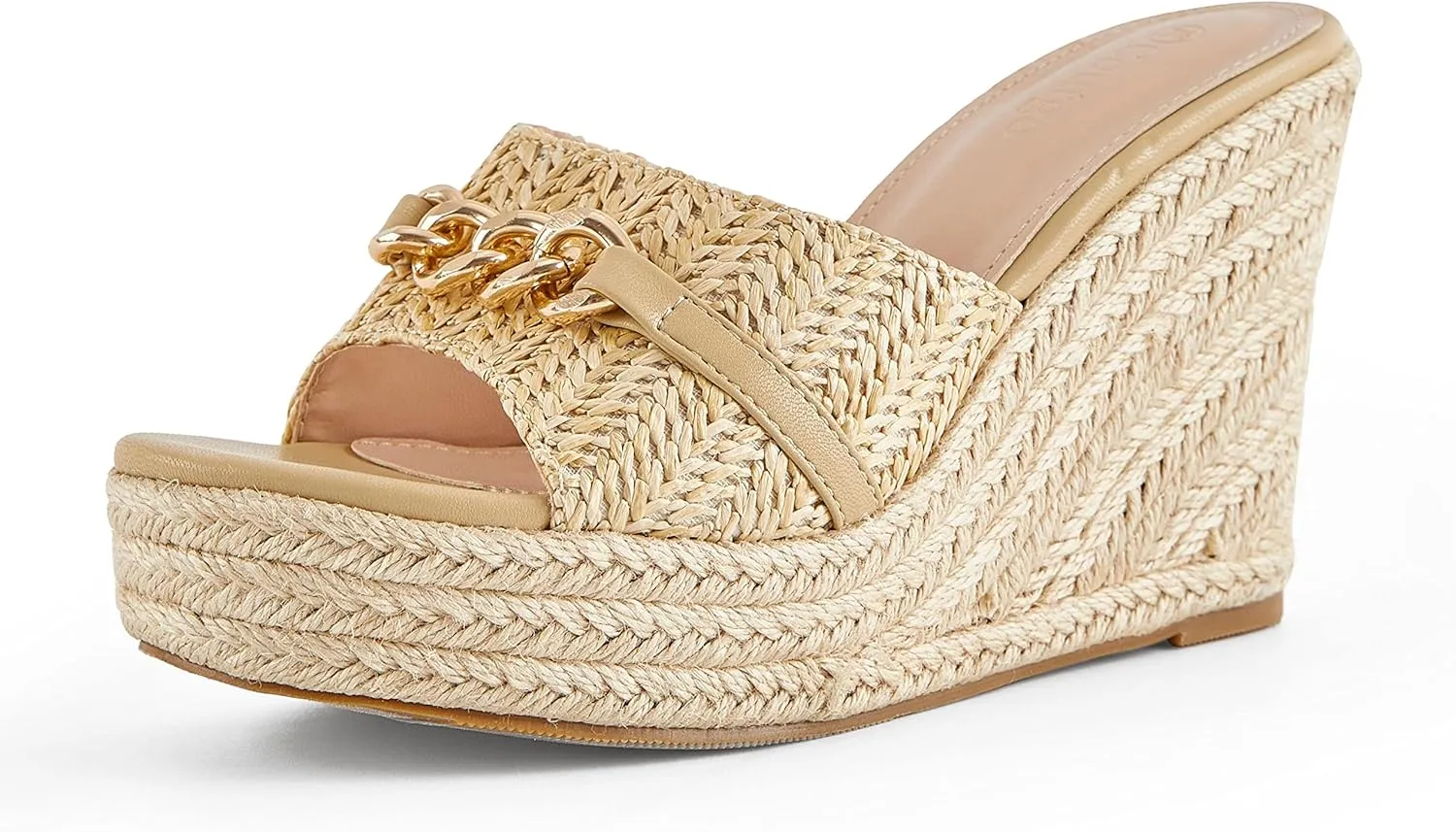 Coutgo Women's Wedge Sandals Platform Espadrille Heel Chain Slip On Casual Summer Slides