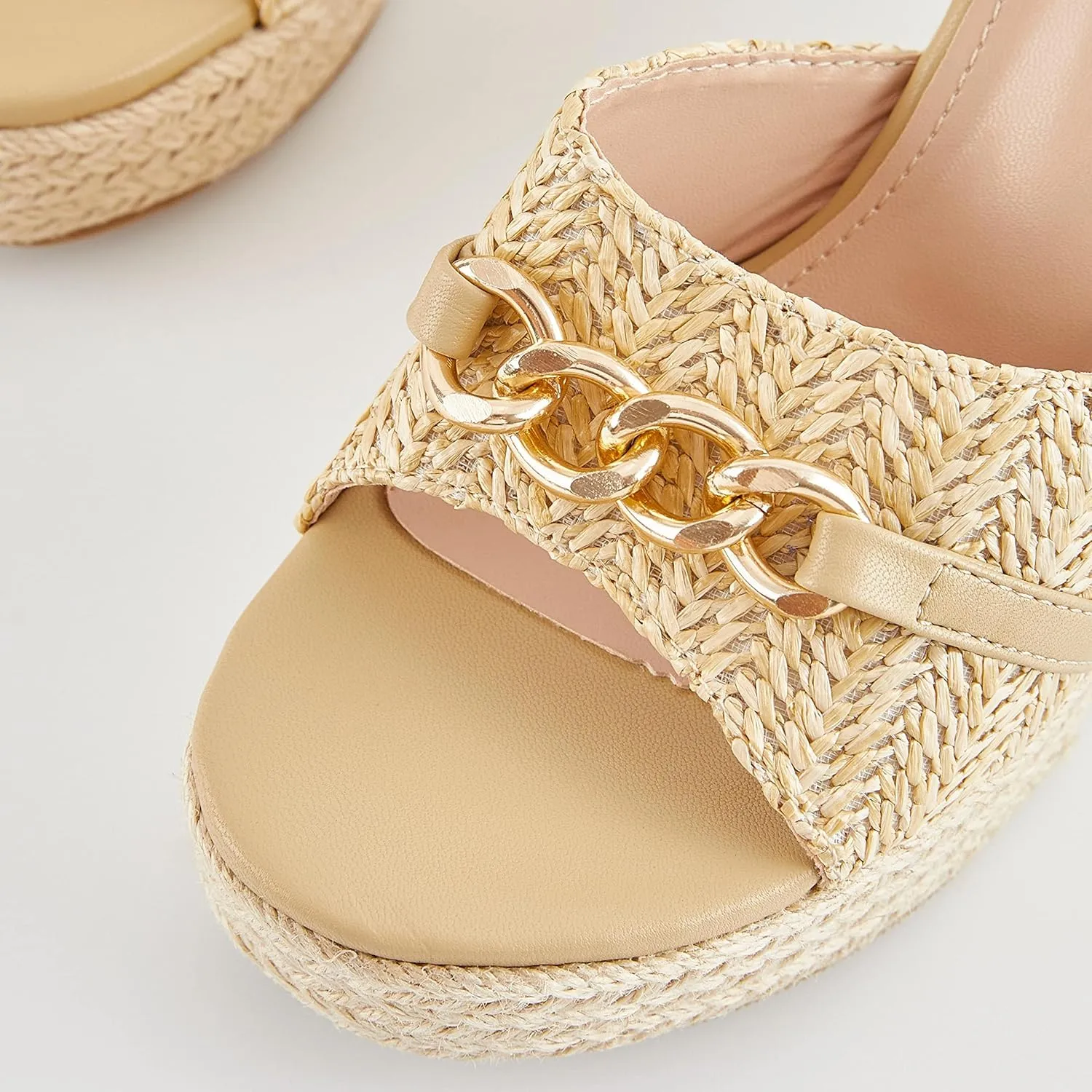 Coutgo Women's Wedge Sandals Platform Espadrille Heel Chain Slip On Casual Summer Slides