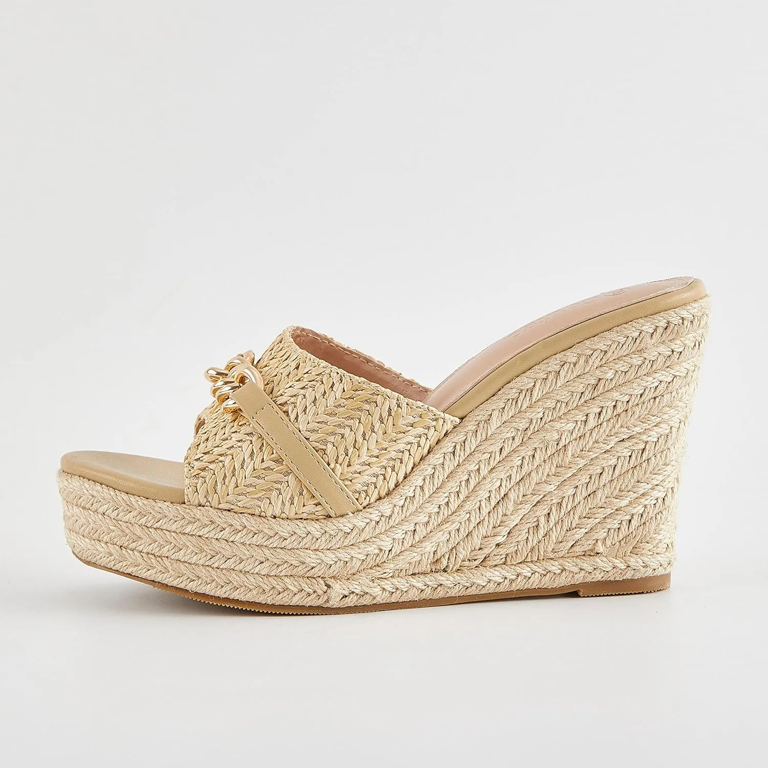 Coutgo Women's Wedge Sandals Platform Espadrille Heel Chain Slip On Casual Summer Slides