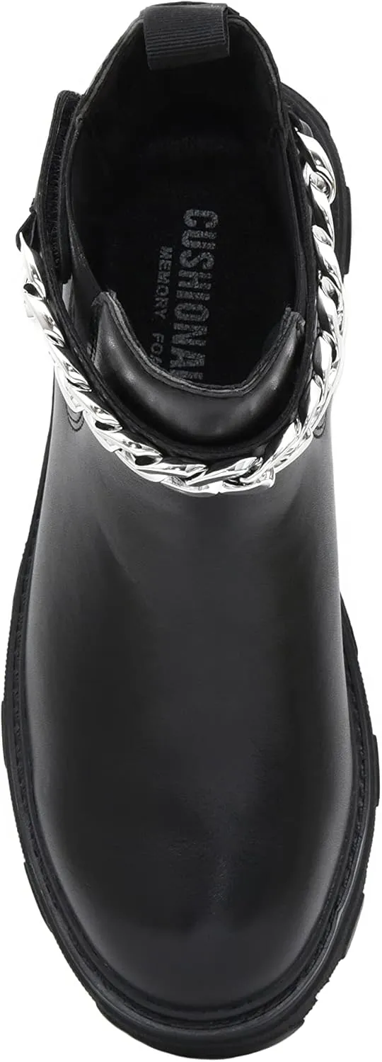 CUSHIONAIRE Women's Clover slip on chelsea boot with Detachable Chain  Memory Foam