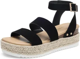 DREAM PAIRS Strappy Espadrille Platform Wedge Sandals for Women Dressy Summer, Comfortable Open Toe Sandals with Cushioned Insole and Ankle Strap Buckle