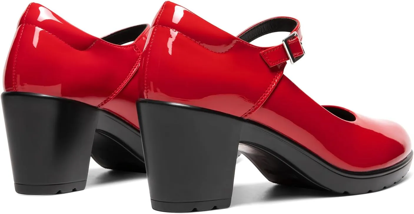 DREAM PAIRS Women's Chunky Low Block Heels Mary Jane Closed Toe Work Pumps Comfortable Round Toe Dress Wedding Shoes