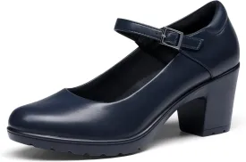 DREAM PAIRS Women's Chunky Low Block Heels Mary Jane Closed Toe Work Pumps Comfortable Round Toe Dress Wedding Shoes