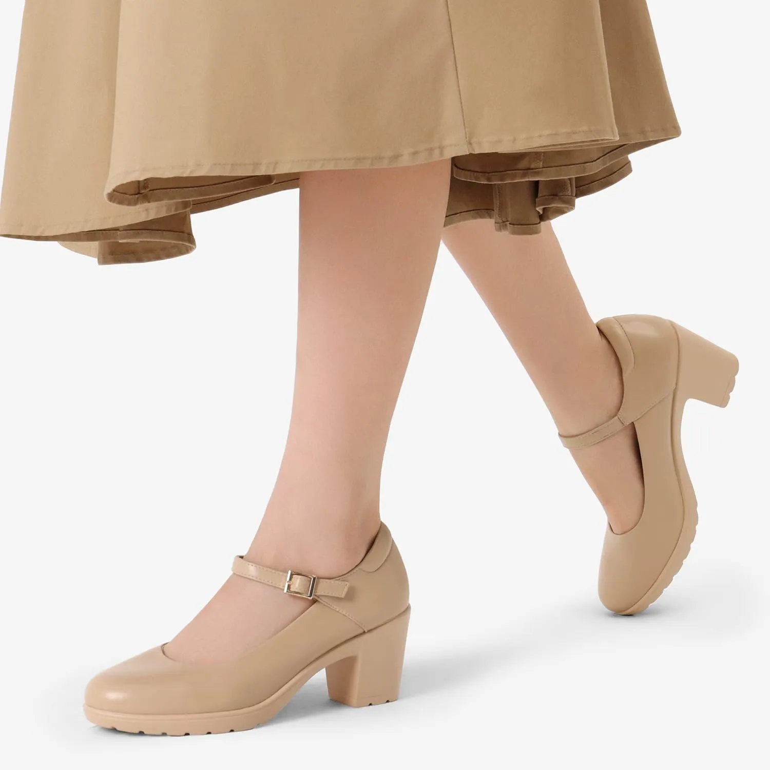 DREAM PAIRS Women's Chunky Low Block Heels Mary Jane Closed Toe Work Pumps Comfortable Round Toe Dress Wedding Shoes