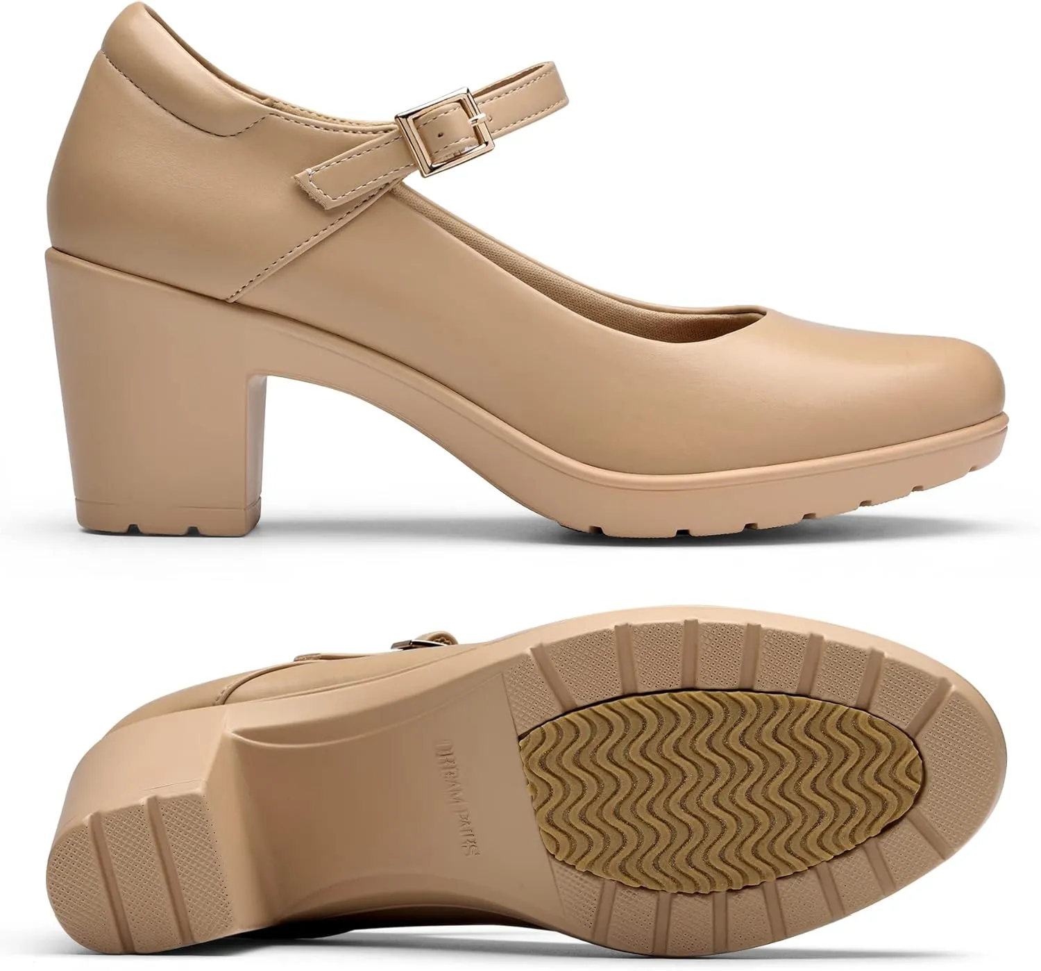 DREAM PAIRS Women's Chunky Low Block Heels Mary Jane Closed Toe Work Pumps Comfortable Round Toe Dress Wedding Shoes