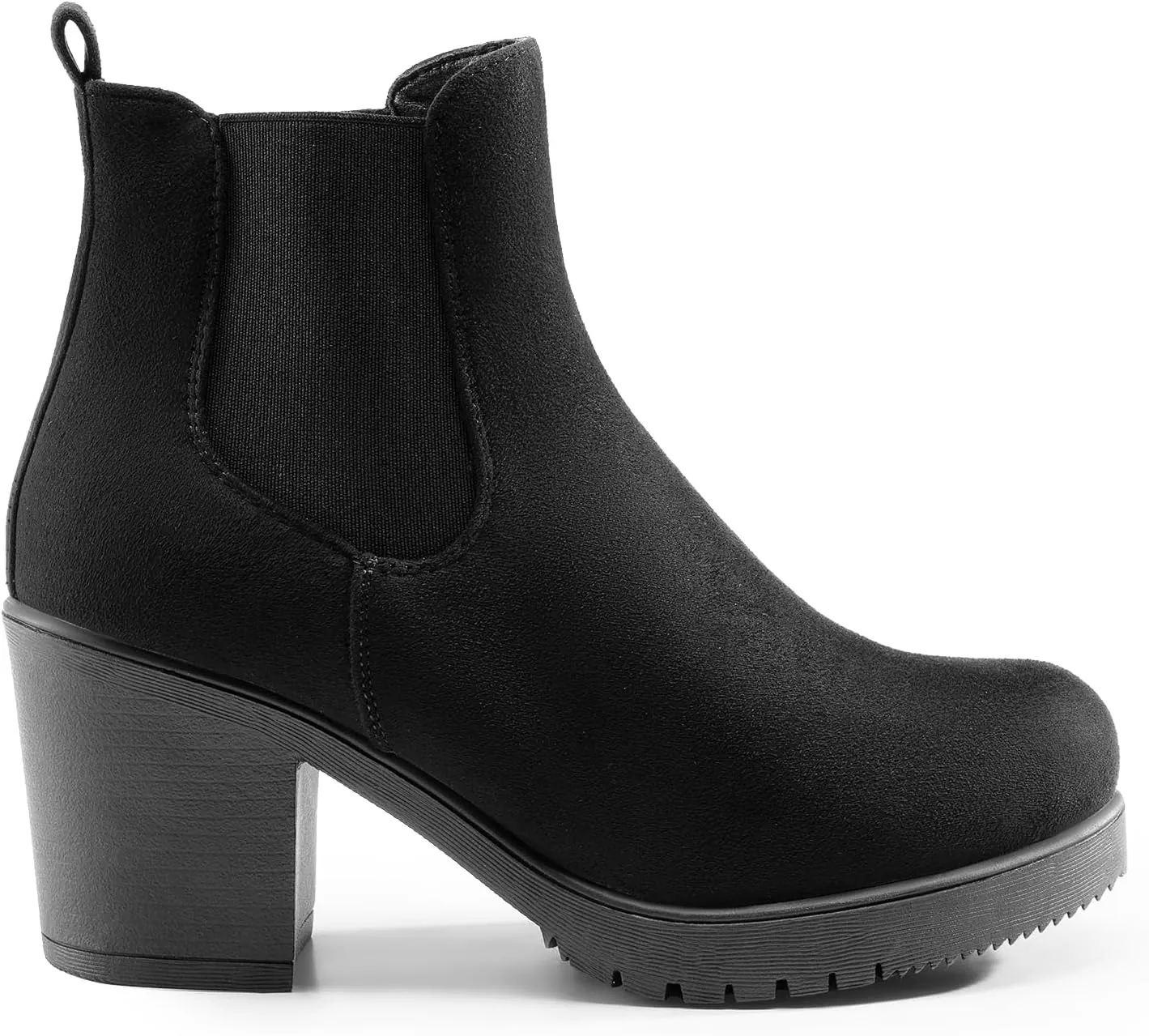 DREAM PAIRS Women's High Chunky Heel Chelsea Ankle Boots Slip On Elastic Fall Heeld Booties Shoes