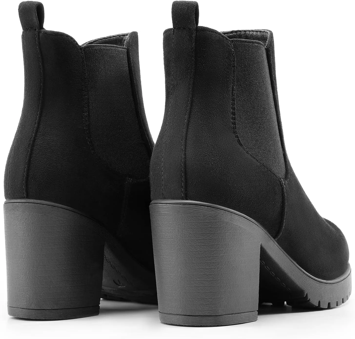 DREAM PAIRS Women's High Chunky Heel Chelsea Ankle Boots Slip On Elastic Fall Heeld Booties Shoes