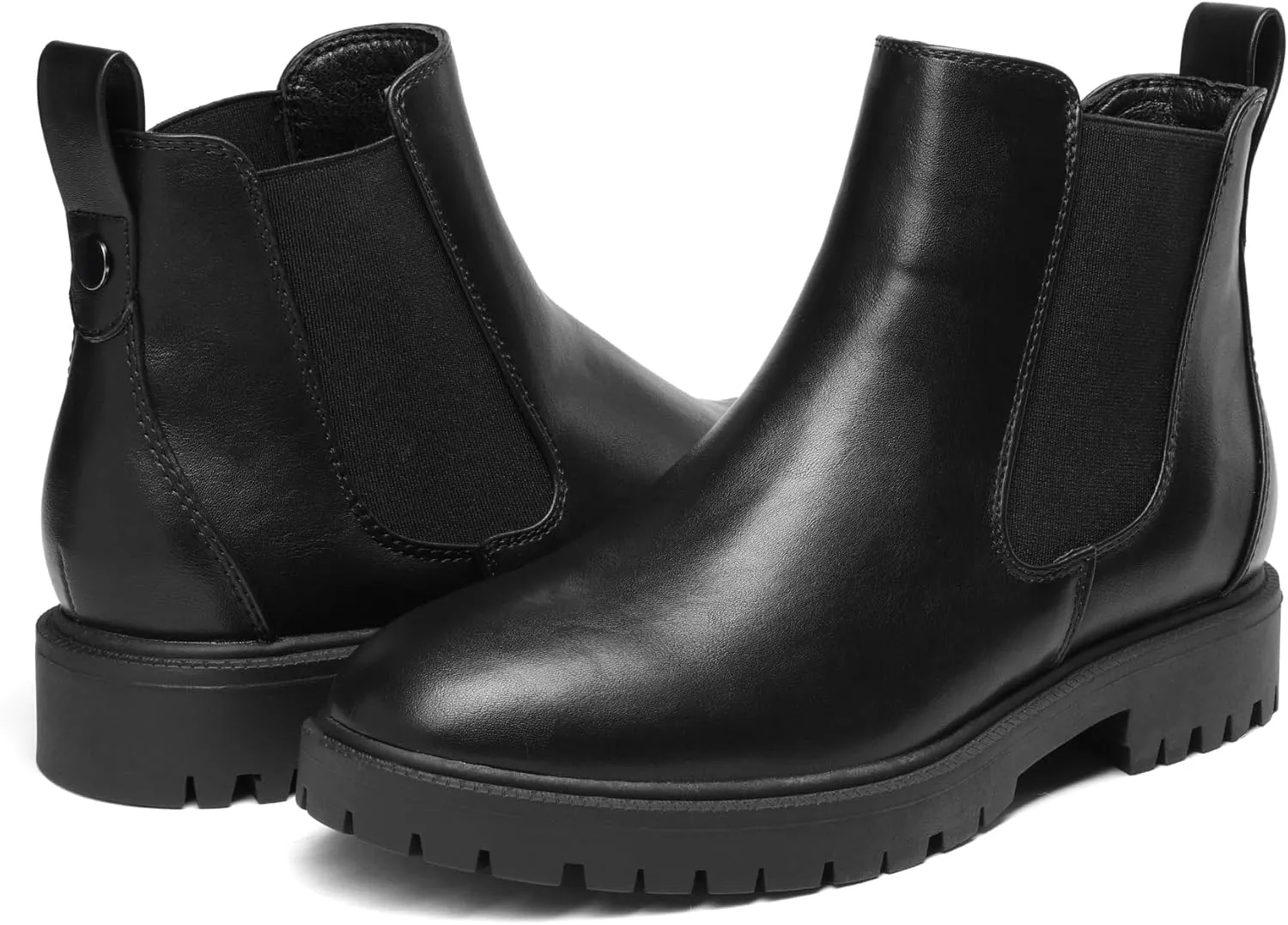 DREAM PAIRS Women's Low Heel Chelsea Ankle Boots Fashion Slip On Elastic Fall Booties Shoes