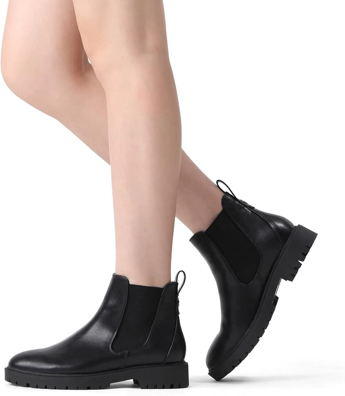 DREAM PAIRS Women's Low Heel Chelsea Ankle Boots Fashion Slip On Elastic Fall Booties Shoes