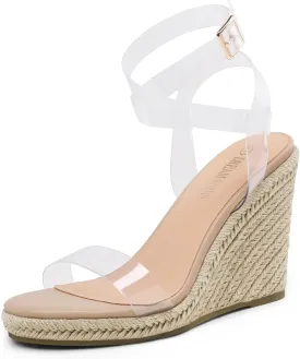 DREAM PAIRS Womens Open Toe Espadrilles Dressy Platform Sandals Buckle Ankle Strap Stylish Wedges Sandals