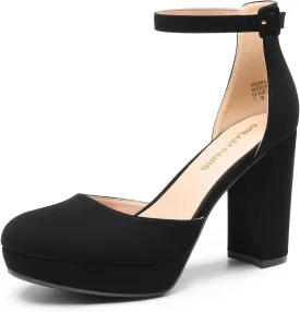 DREAM PAIRS Women's Platform Chunky High Heels Closed Toe Block Ankle Strap Dress Bridal Party Wedding Shoes