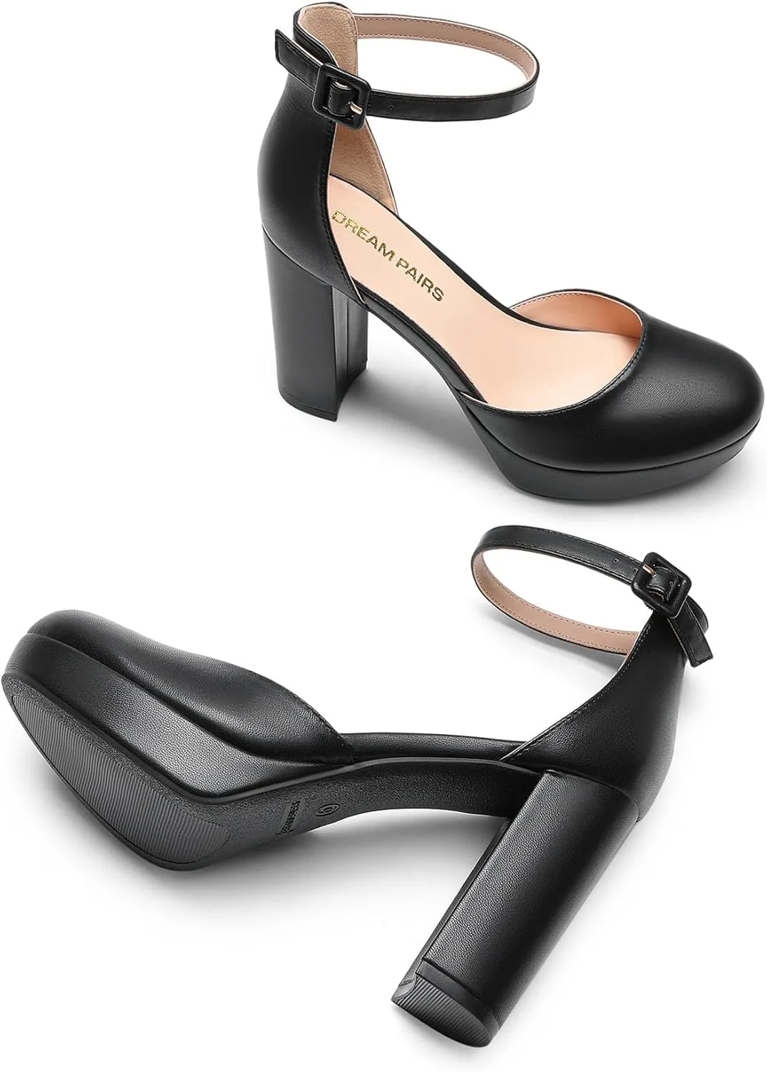 DREAM PAIRS Women's Platform Chunky High Heels Closed Toe Block Ankle Strap Dress Bridal Party Wedding Shoes