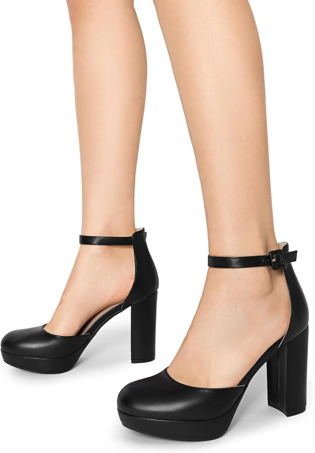 DREAM PAIRS Women's Platform Chunky High Heels Closed Toe Block Ankle Strap Dress Bridal Party Wedding Shoes