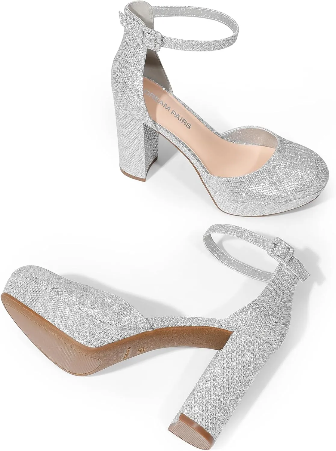 DREAM PAIRS Women's Platform Chunky High Heels Closed Toe Block Ankle Strap Dress Bridal Party Wedding Shoes