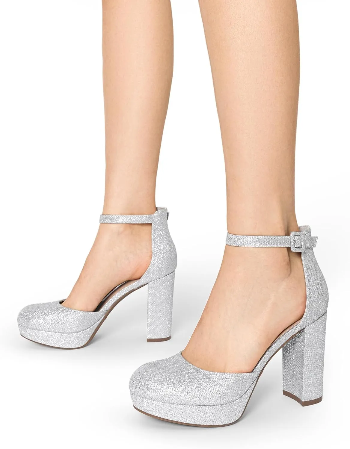 DREAM PAIRS Women's Platform Chunky High Heels Closed Toe Block Ankle Strap Dress Bridal Party Wedding Shoes