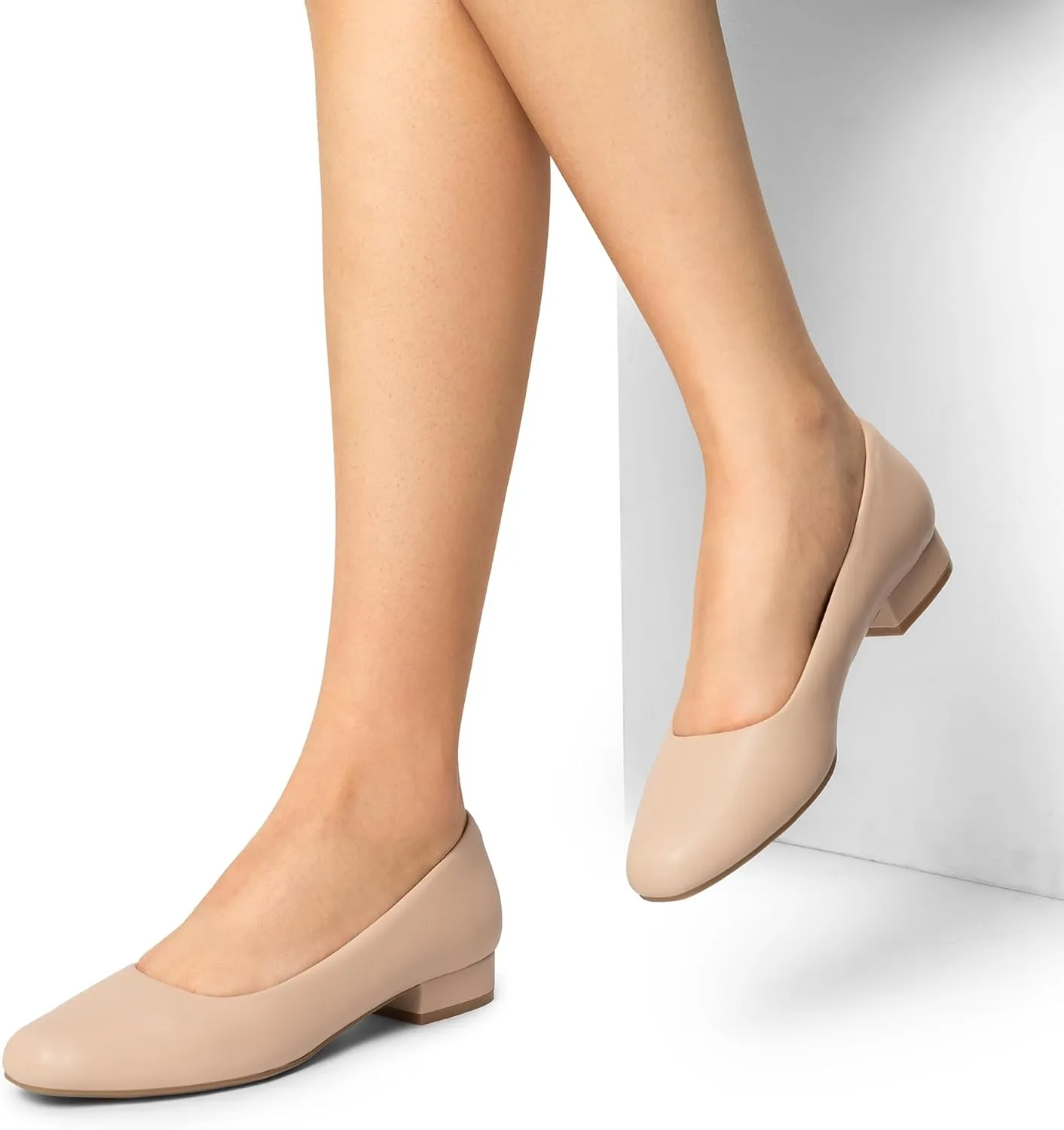 DREAM PAIRS Women's Pumps Low Chunky Closed Toe Heels for Women Comfortable Casual Slip-On Dress Shoes for Wedding Work Office Party