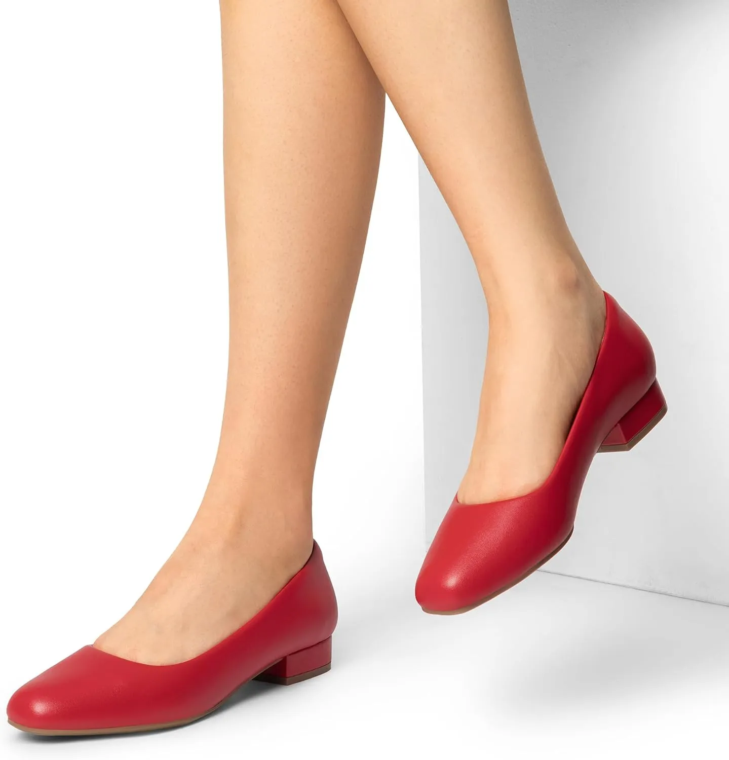 DREAM PAIRS Women's Pumps Low Chunky Closed Toe Heels for Women Comfortable Casual Slip-On Dress Shoes for Wedding Work Office Party