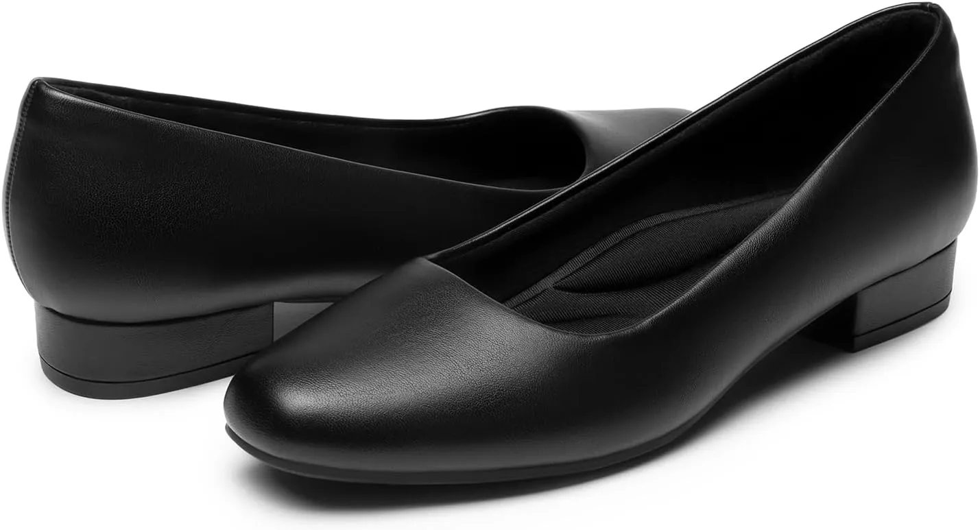 DREAM PAIRS Women's Pumps Low Chunky Closed Toe Heels for Women Comfortable Casual Slip-On Dress Shoes for Wedding Work Office Party