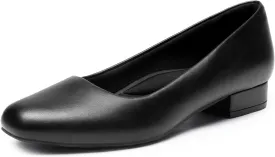DREAM PAIRS Women's Pumps Low Chunky Closed Toe Heels for Women Comfortable Casual Slip-On Dress Shoes for Wedding Work Office Party