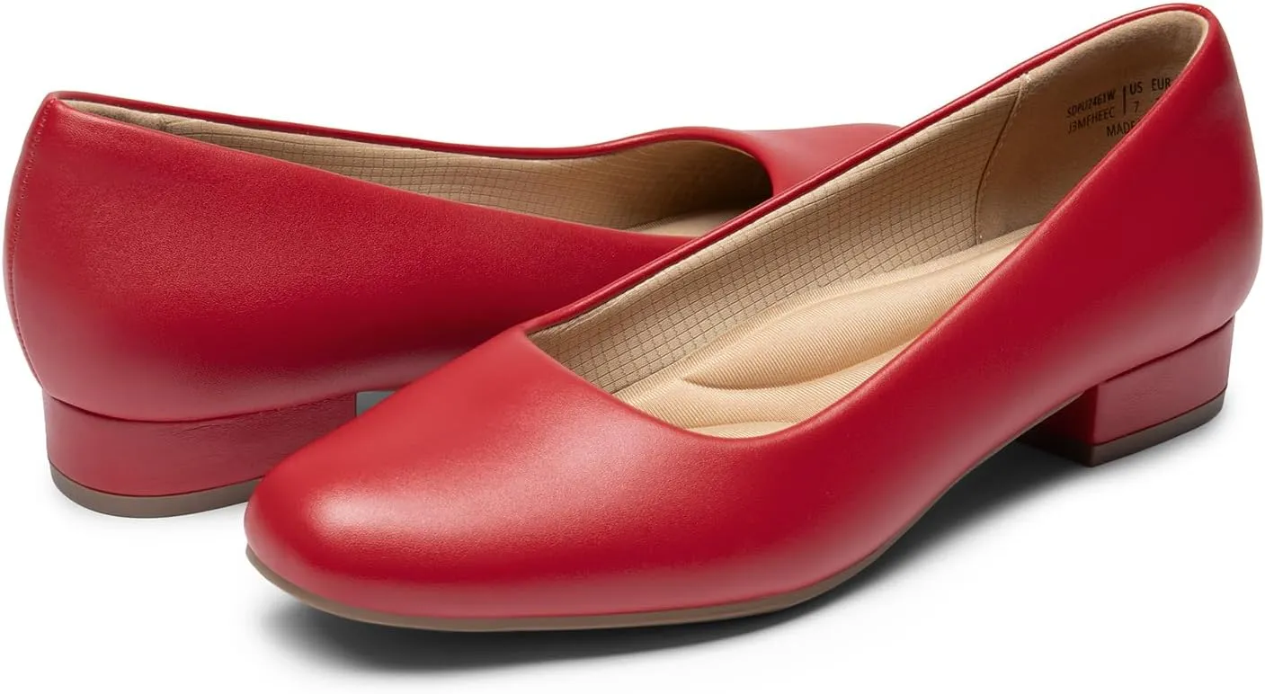 DREAM PAIRS Women's Pumps Low Chunky Closed Toe Heels for Women Comfortable Casual Slip-On Dress Shoes for Wedding Work Office Party