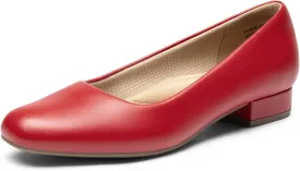 DREAM PAIRS Women's Pumps Low Chunky Closed Toe Heels for Women Comfortable Casual Slip-On Dress Shoes for Wedding Work Office Party