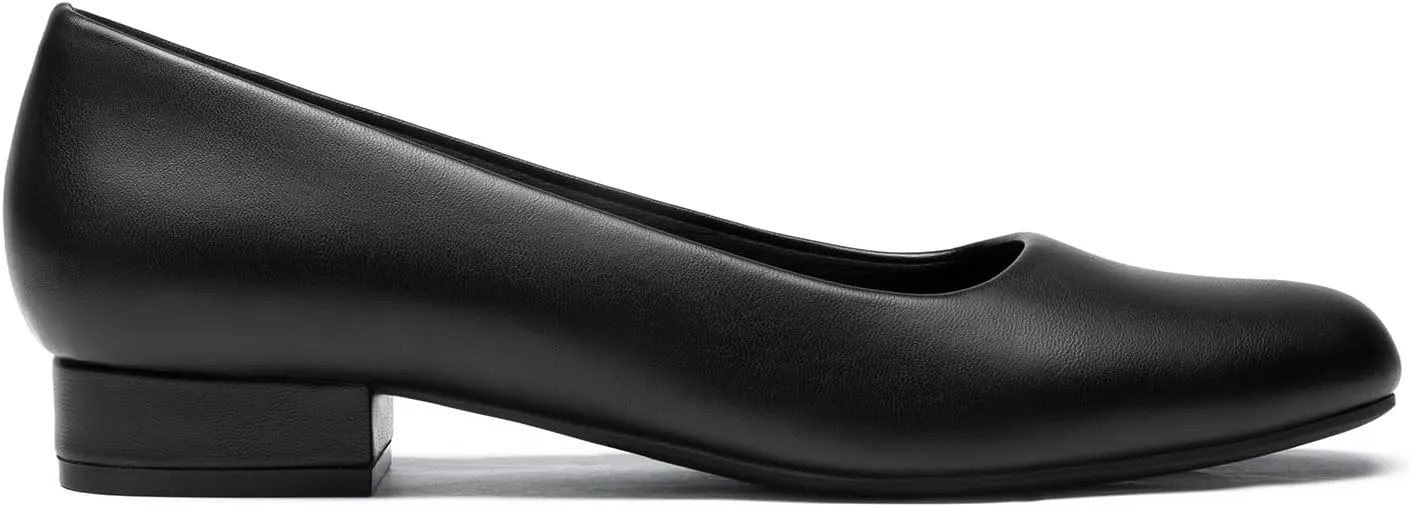 DREAM PAIRS Women's Pumps Low Chunky Closed Toe Heels for Women Comfortable Casual Slip-On Dress Shoes for Wedding Work Office Party