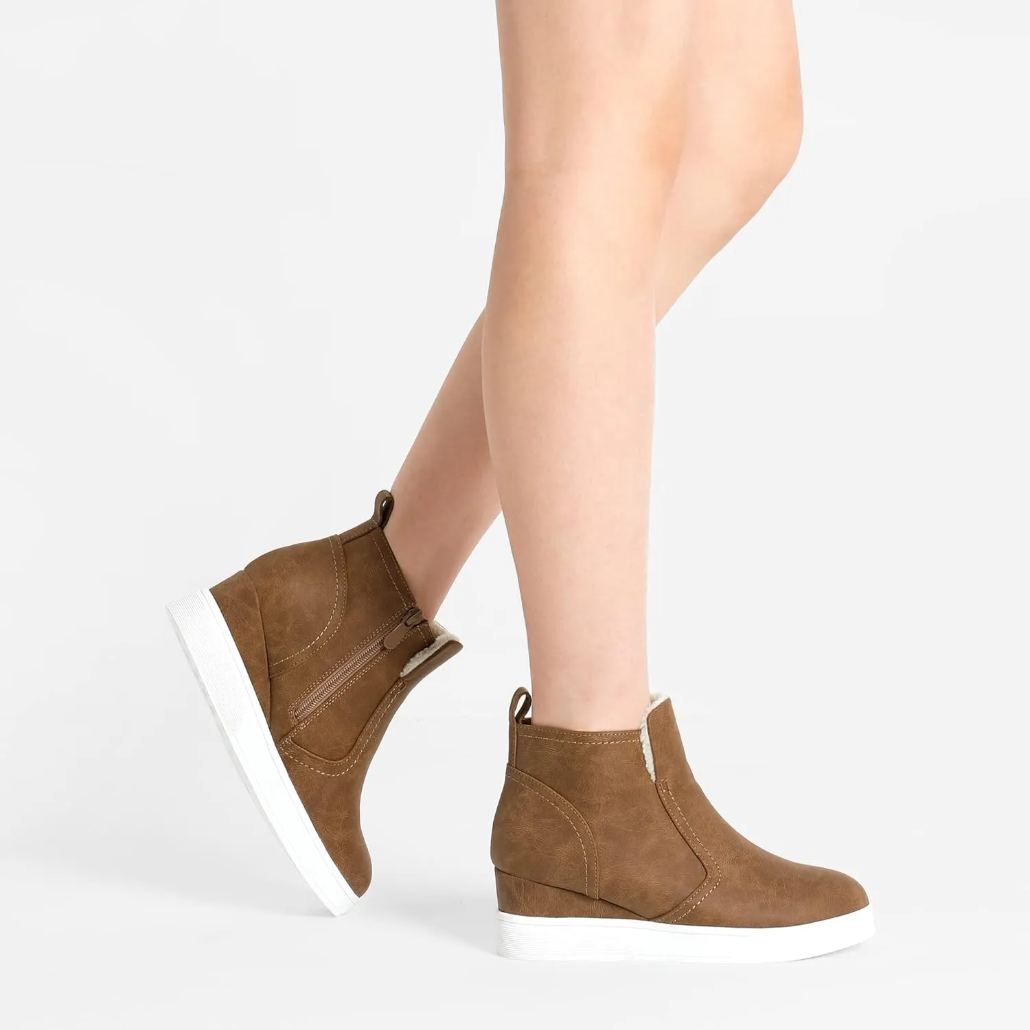 DREAM PAIRS Womens Slip on High Top Wedge Sneakers Hidden Heel Platform Wedgie Ankle Booties