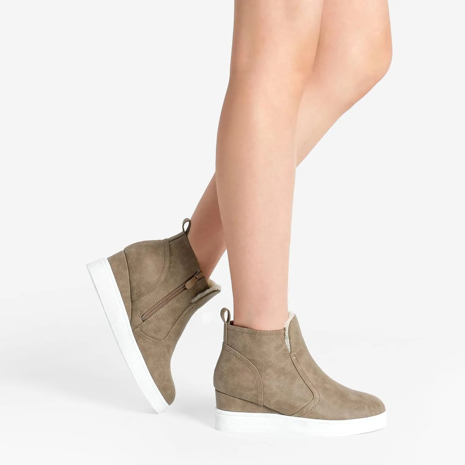 DREAM PAIRS Womens Slip on High Top Wedge Sneakers Hidden Heel Platform Wedgie Ankle Booties