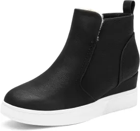 DREAM PAIRS Womens Slip on High Top Wedge Sneakers Hidden Heel Platform Wedgie Ankle Booties