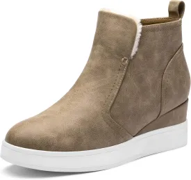 DREAM PAIRS Womens Slip on High Top Wedge Sneakers Hidden Heel Platform Wedgie Ankle Booties