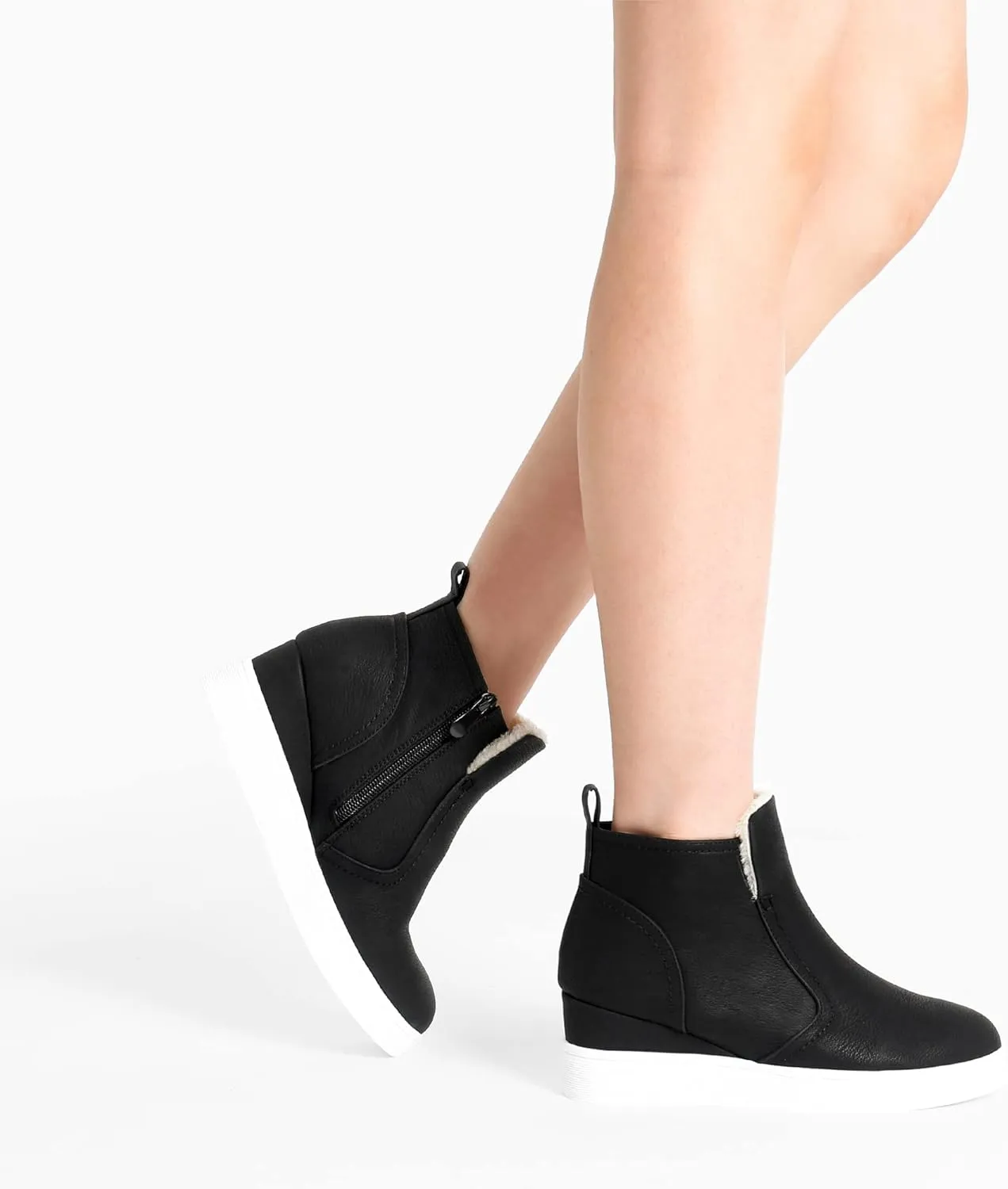 DREAM PAIRS Womens Slip on High Top Wedge Sneakers Hidden Heel Platform Wedgie Ankle Booties