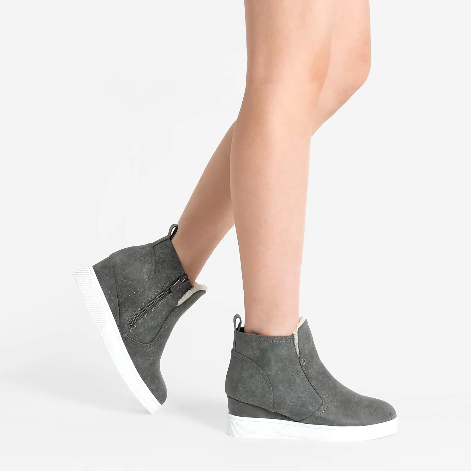 DREAM PAIRS Womens Slip on High Top Wedge Sneakers Hidden Heel Platform Wedgie Ankle Booties