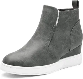 DREAM PAIRS Womens Slip on High Top Wedge Sneakers Hidden Heel Platform Wedgie Ankle Booties