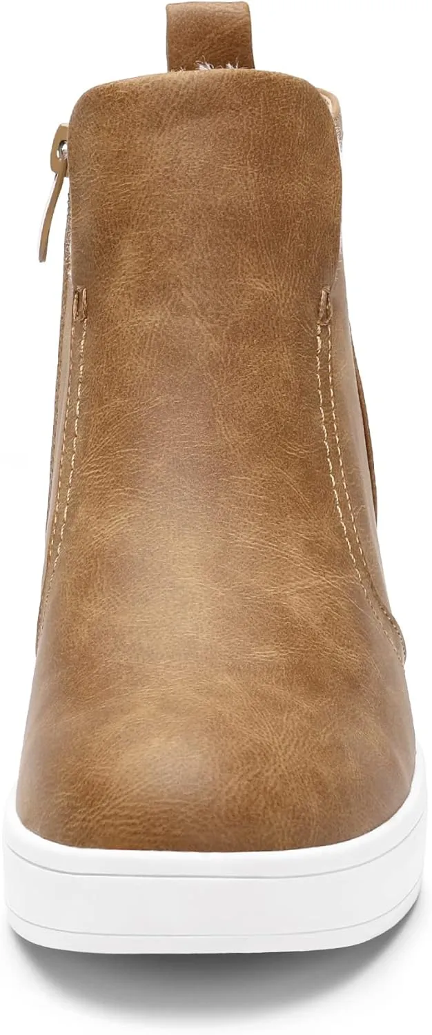 DREAM PAIRS Womens Slip on High Top Wedge Sneakers Hidden Heel Platform Wedgie Ankle Booties